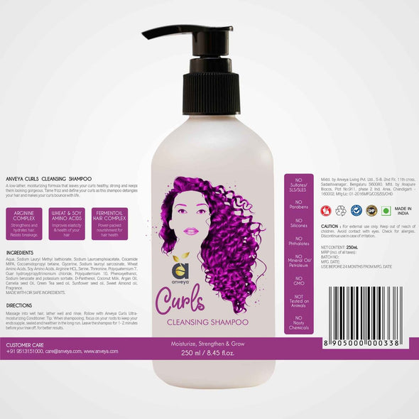 CURLS CLEANSING SHAMPOO, 250ML, FOR BOUNCY & TANGLE-FREE, CURLY HAIR
